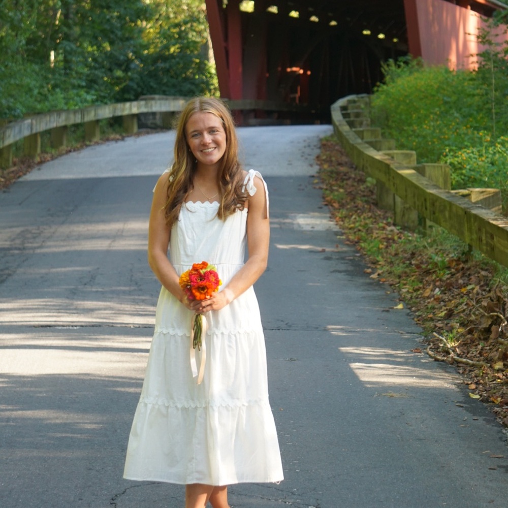 White Bow Straps Dress